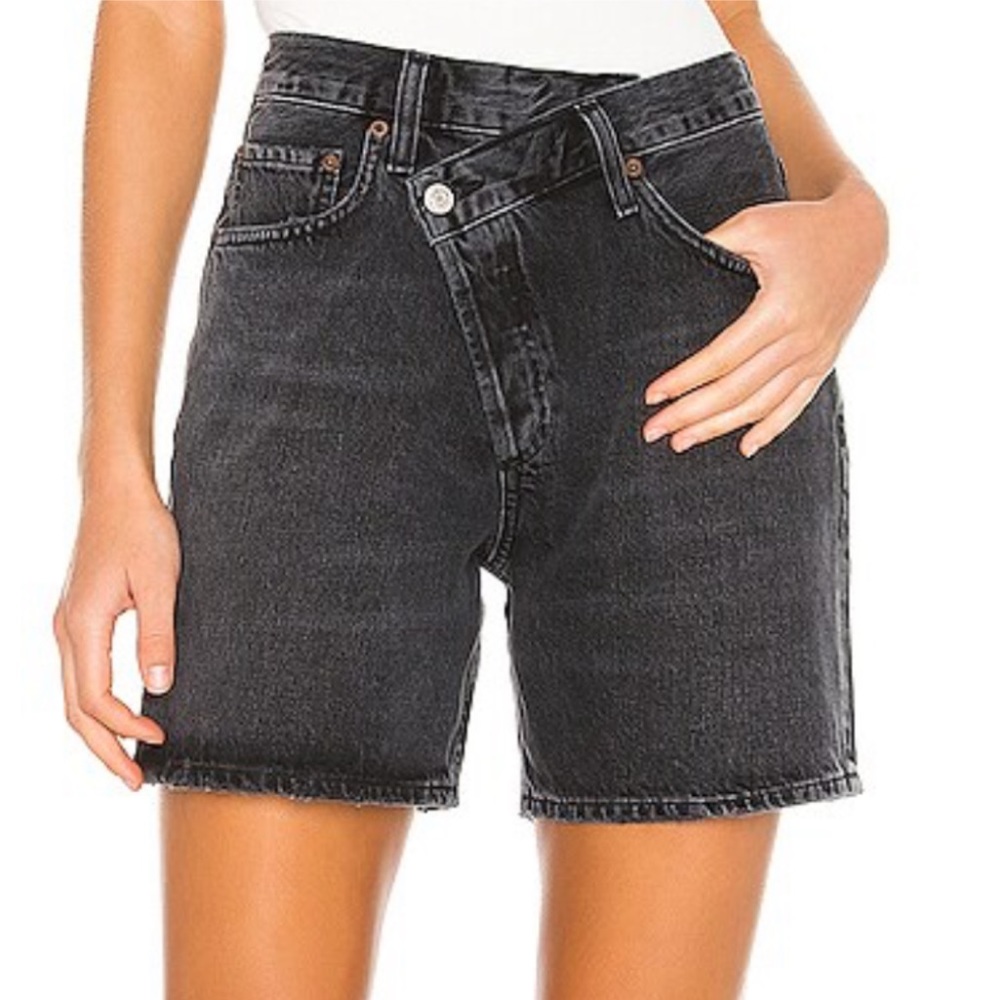 AGOLDE Criss Cross Upsized Organic Cotton Denim Shorts Black Size 29